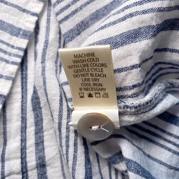 Max Studio Denim/Gray and White Striped Blouse - Picture 9 of 13